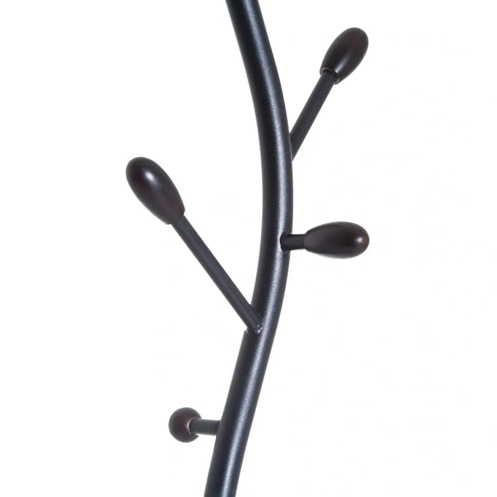 Coat rack with 8 hooks, black, 185 cm