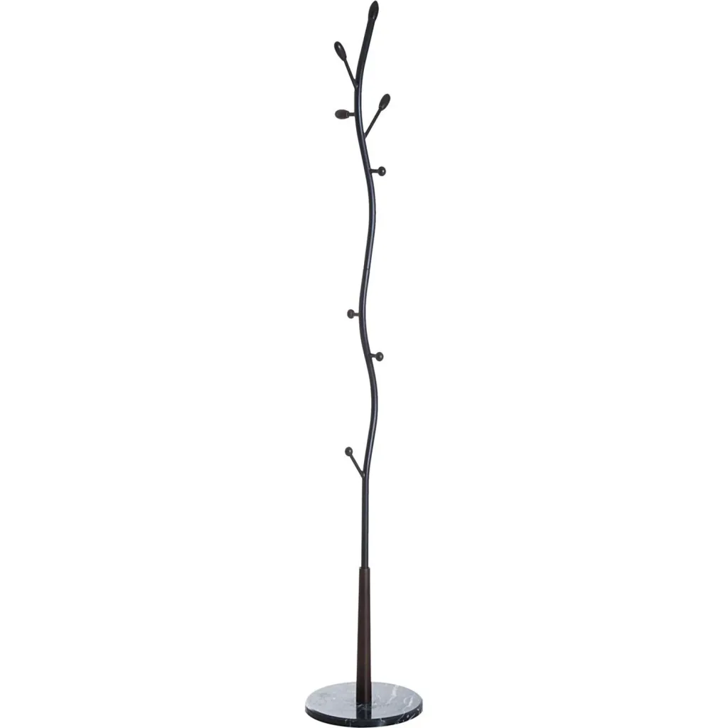 Coat rack with 8 hooks, black, 185 cm