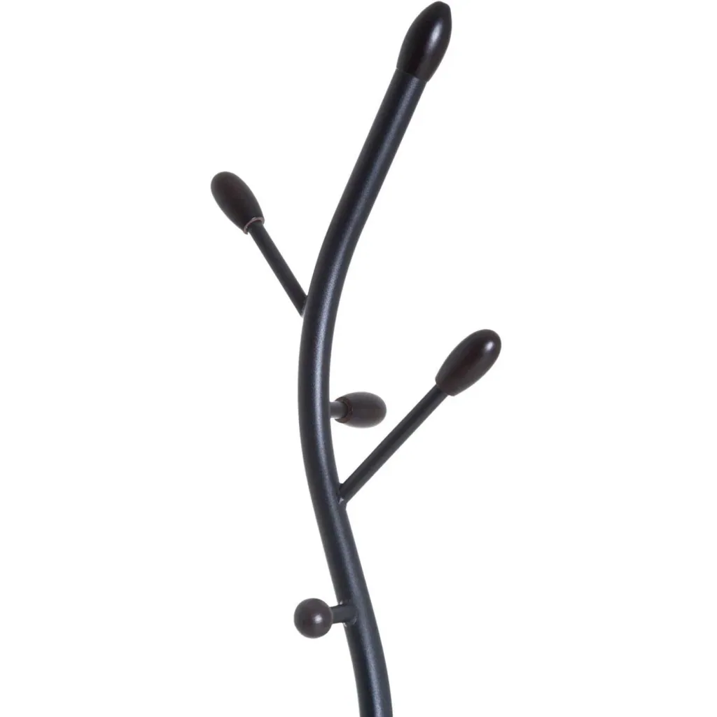 Coat rack with 8 hooks, black, 185 cm
