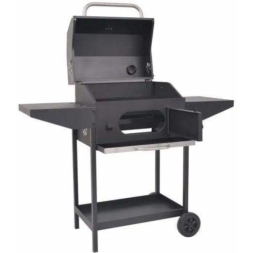 Charcoal grill with lower shelf black