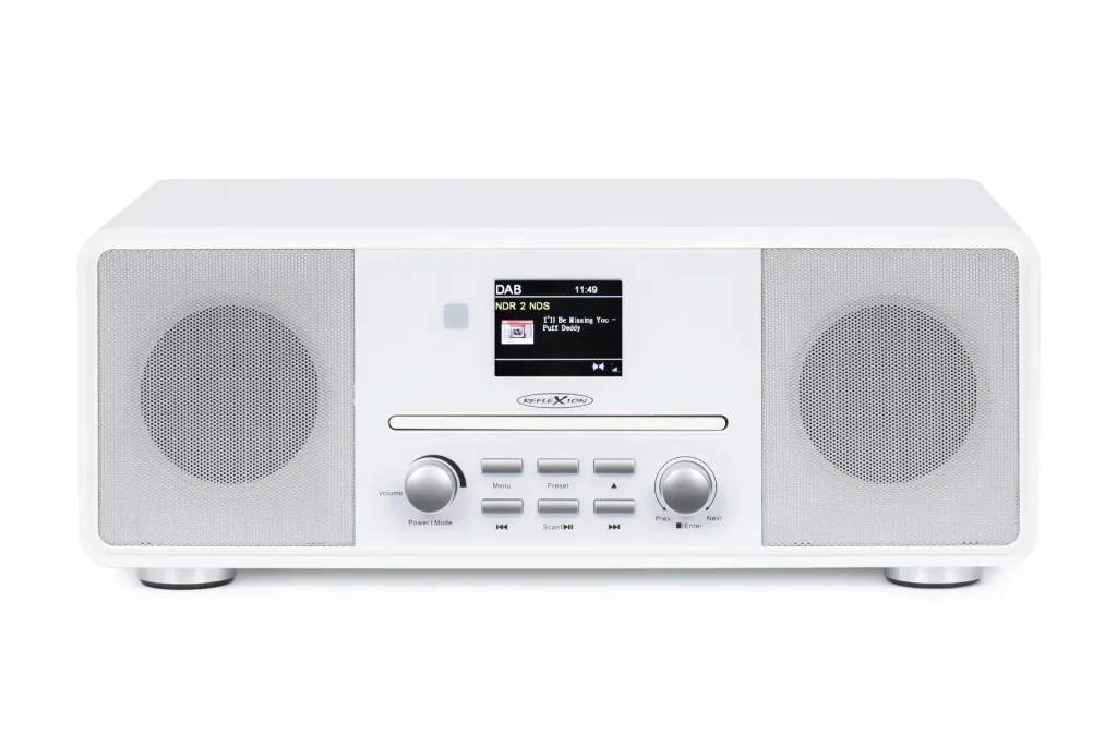 Design DAB+/FM radio with Bluetooth, CD, USB, Aux-In and encoding in white