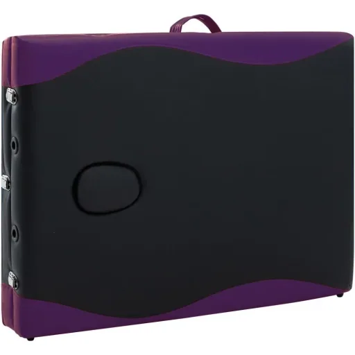 Foldable massage table with 3 zones (aluminum, black and purple)