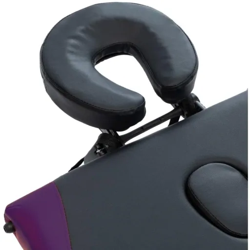 Foldable massage table with 3 zones (aluminum, black and purple)
