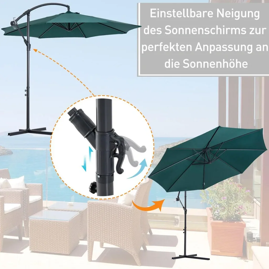 Cantilever umbrella with hand crank