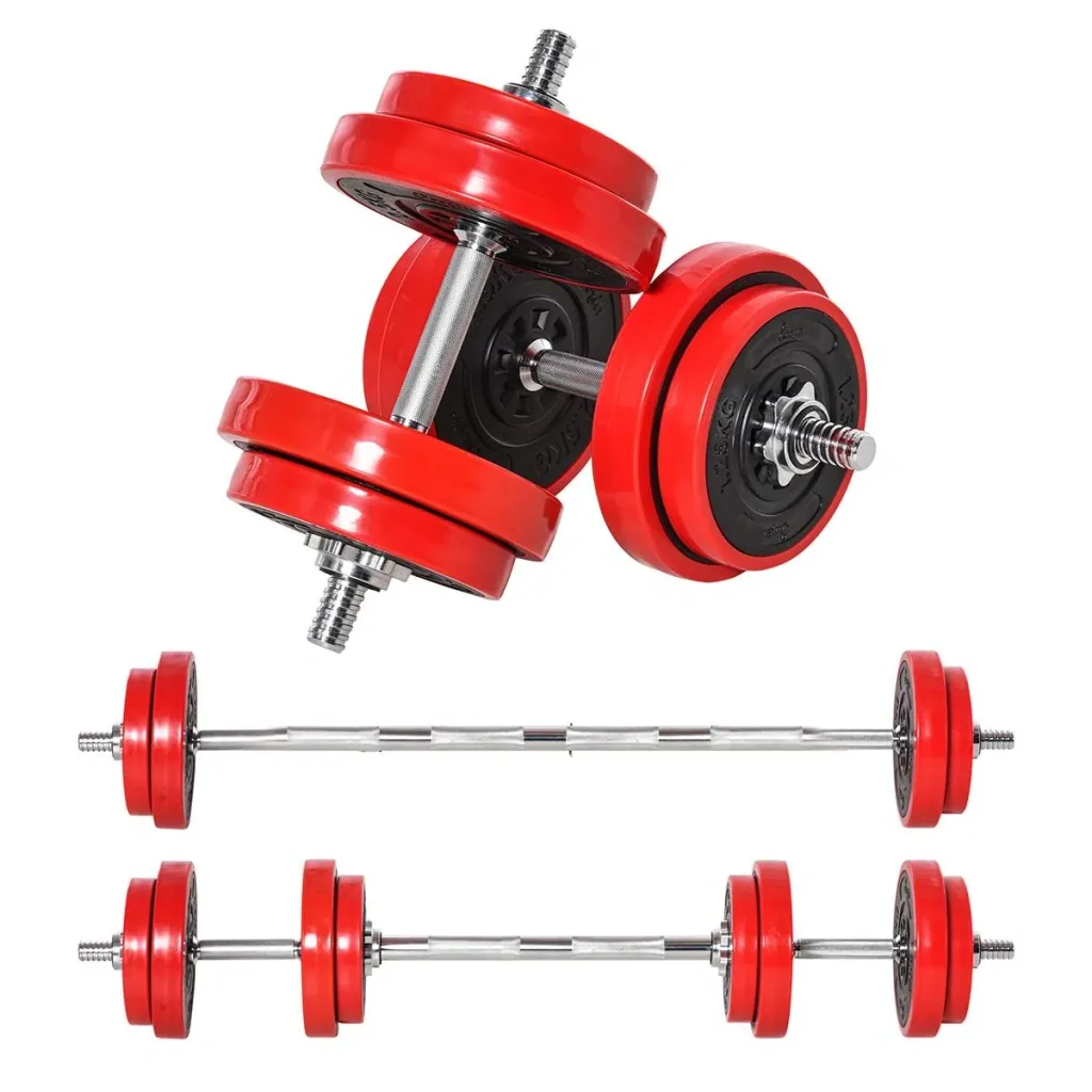 Dumbbell set 20/30KGS 2-IN-1 dumbbells & barbells adjustable weight lifting for home fitness muscle red + black 21.5 x 21.