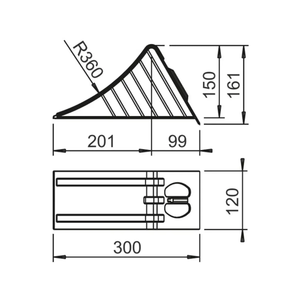 Wheel chock size 36, 1,600 kg wheel load