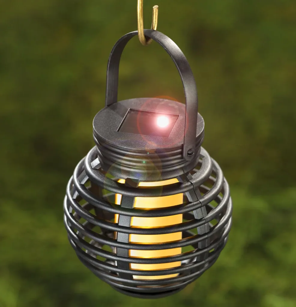 Solar rattan lanterns with flickering light, set of 3