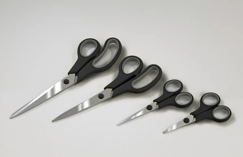 4-piece scissors set, stainless steel, color-sorted