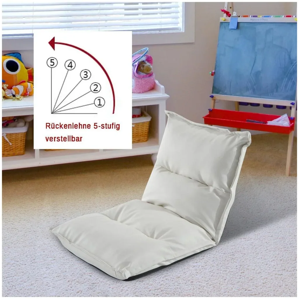 Beanbag seat cushion with backrest foldable white