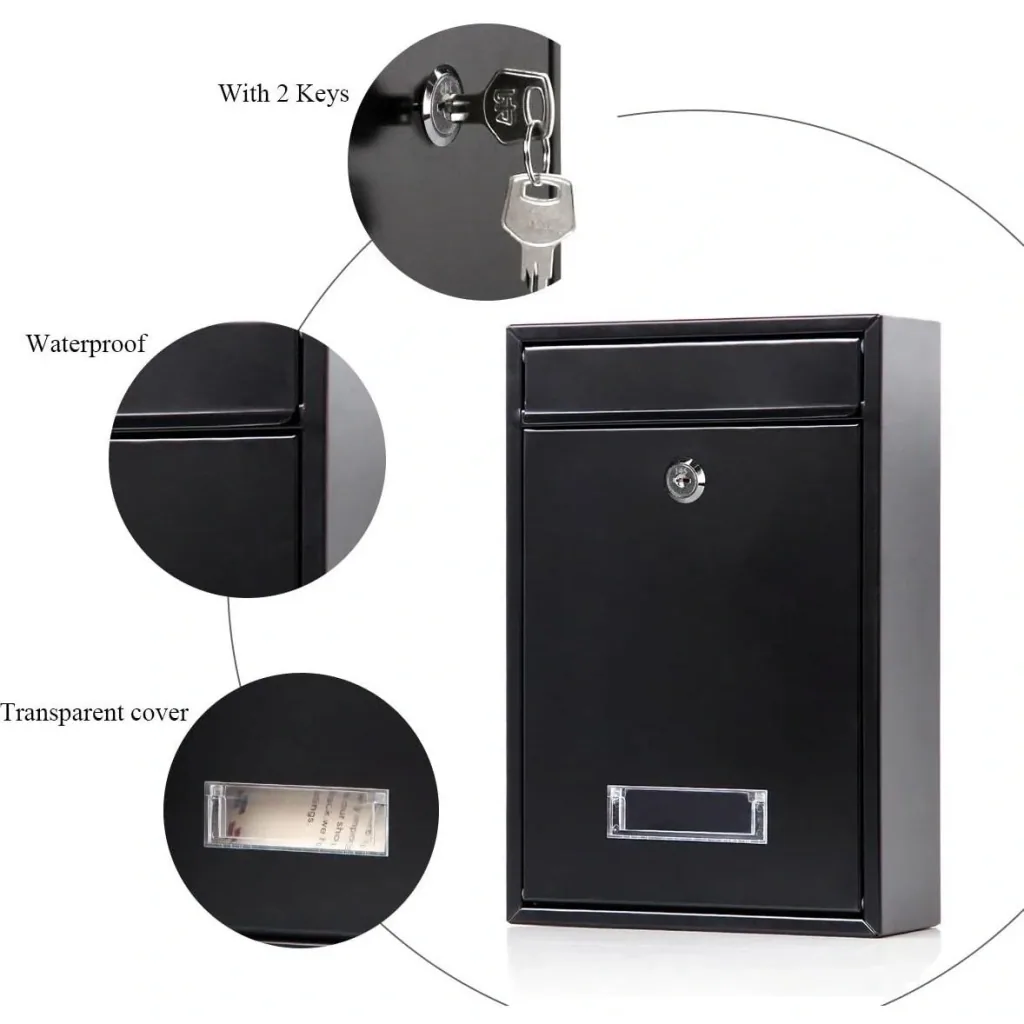 NL mailbox with 2 buttons - black - 360x260x80 mm