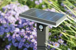 Solar LED base ARIANE with sensor, black, 3.3 watts, 210 lm, warm white