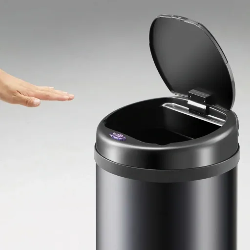 Automatic stainless steel trash can / waste bin with sensor - 56 L - Black
