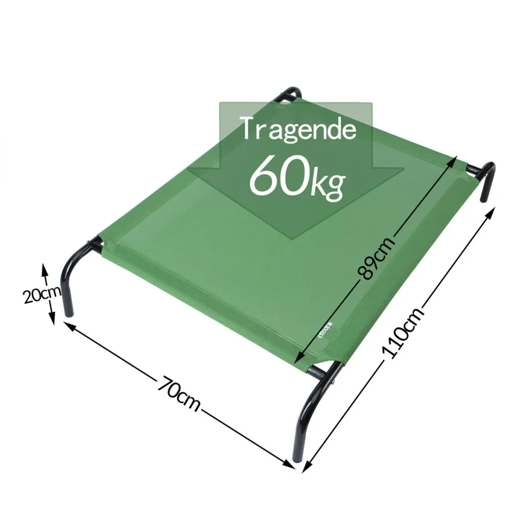 Cadoca Raised Pet Bed L GREEN 110x70x20cm