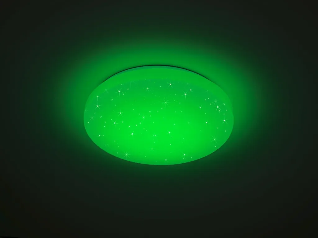 LED ceiling light CHARA, 12 W RGB LED, 3000K, 950 lm, white, remote control, dimmable, Starlight Cover