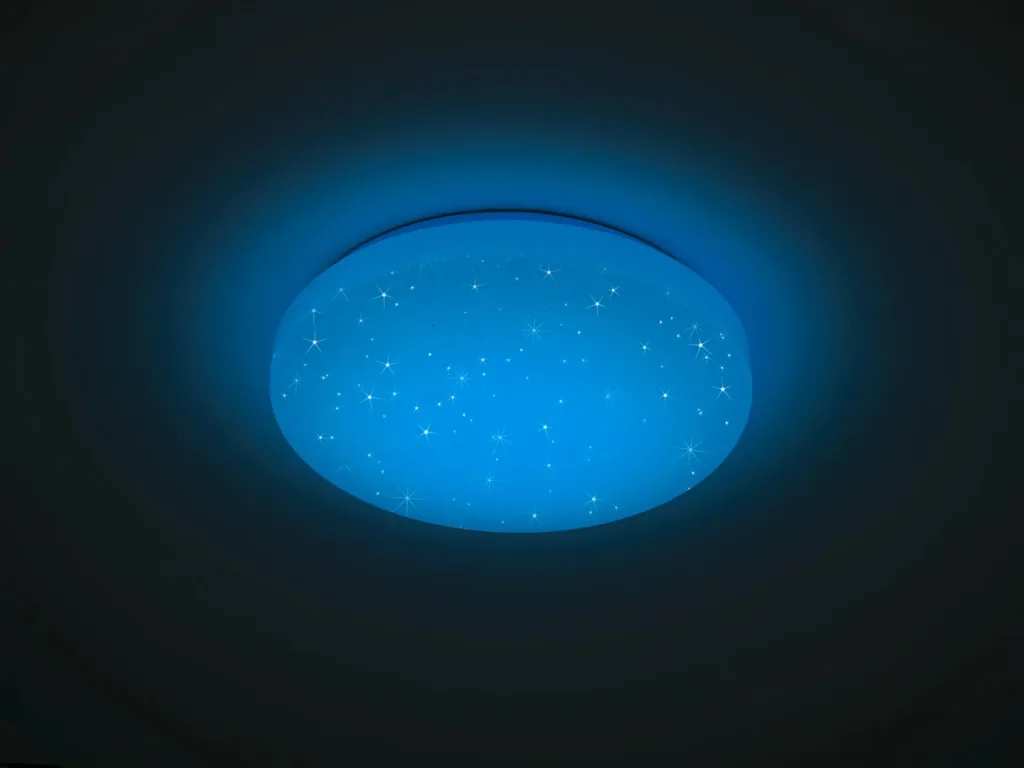 LED ceiling light CHARA, 12 W RGB LED, 3000K, 950 lm, white, remote control, dimmable, Starlight Cover