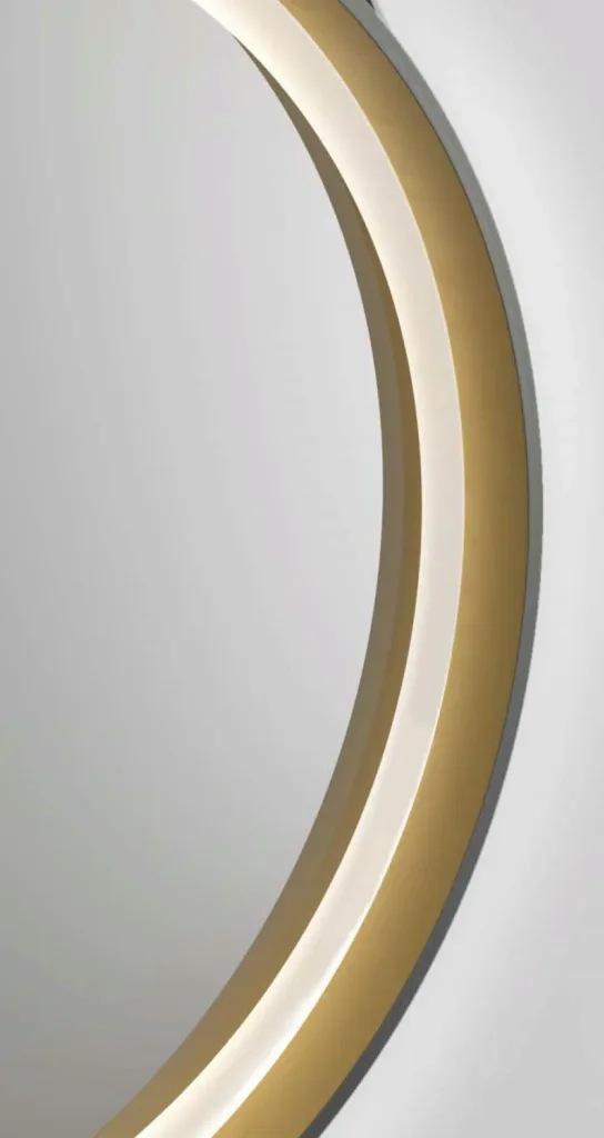 Decorative round wall mirror with LED lighting in black/gold matt Ø 55 cm
