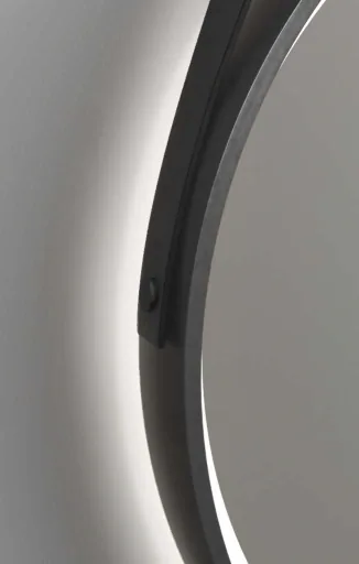 Decorative round wall mirror with LED lighting in black/gold matt Ø 55 cm