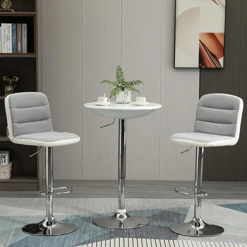 Bar table modern dining table desk height adjustment metal ABS paint white Ø61 x 76-97 cm