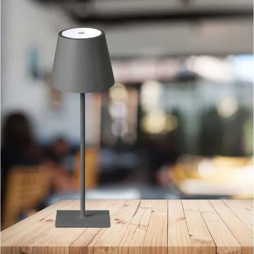 VT-7703 Table Lamp - 3000K - Dimmable via Touch - Rechargeable - Grey