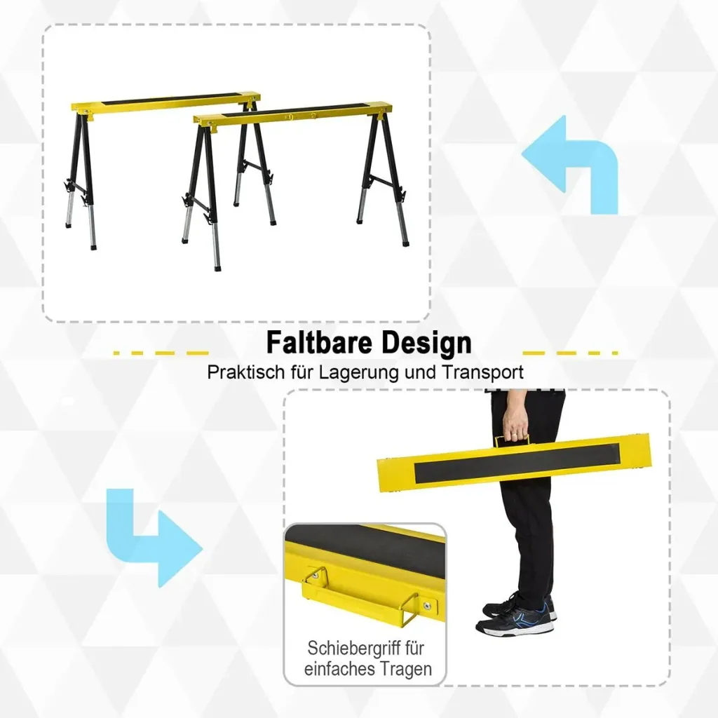Workbench set of 2 foldable yellow+black