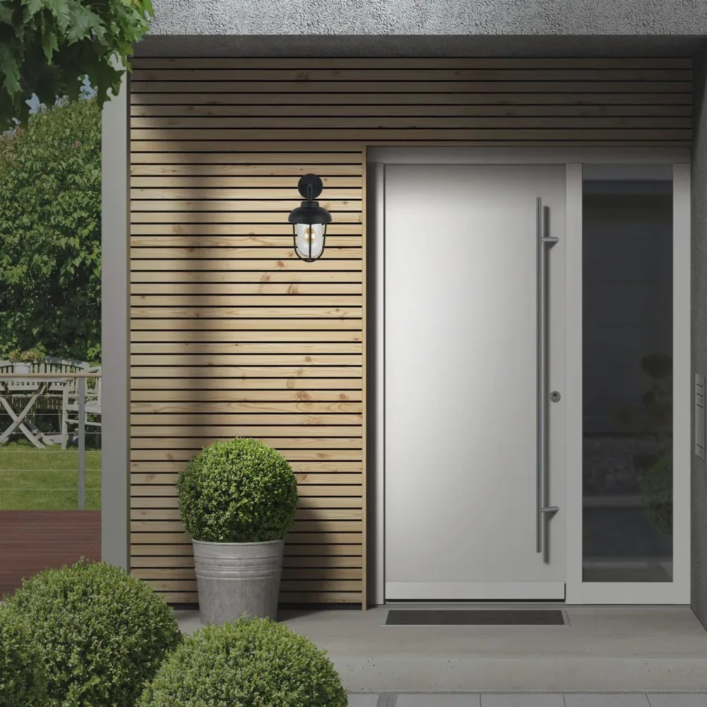 Outdoor light 1-flame, metal-glass / black, IP44, E27 socket