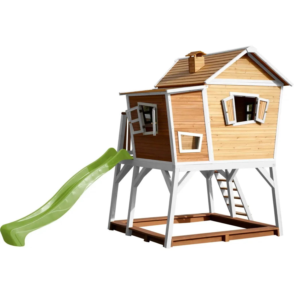 Max Playhouse Brown/White - Lime Green Slide