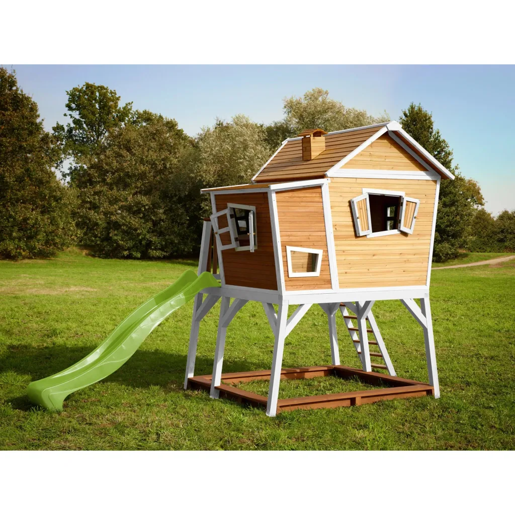 Max Playhouse Brown/White - Lime Green Slide