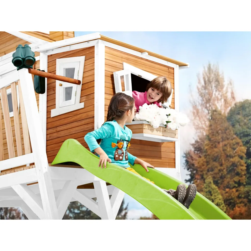 Max Playhouse Brown/White - Lime Green Slide