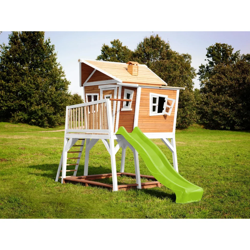 Max Playhouse Brown/White - Lime Green Slide