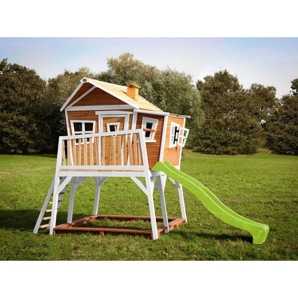 Max Playhouse Brown/White - Lime Green Slide
