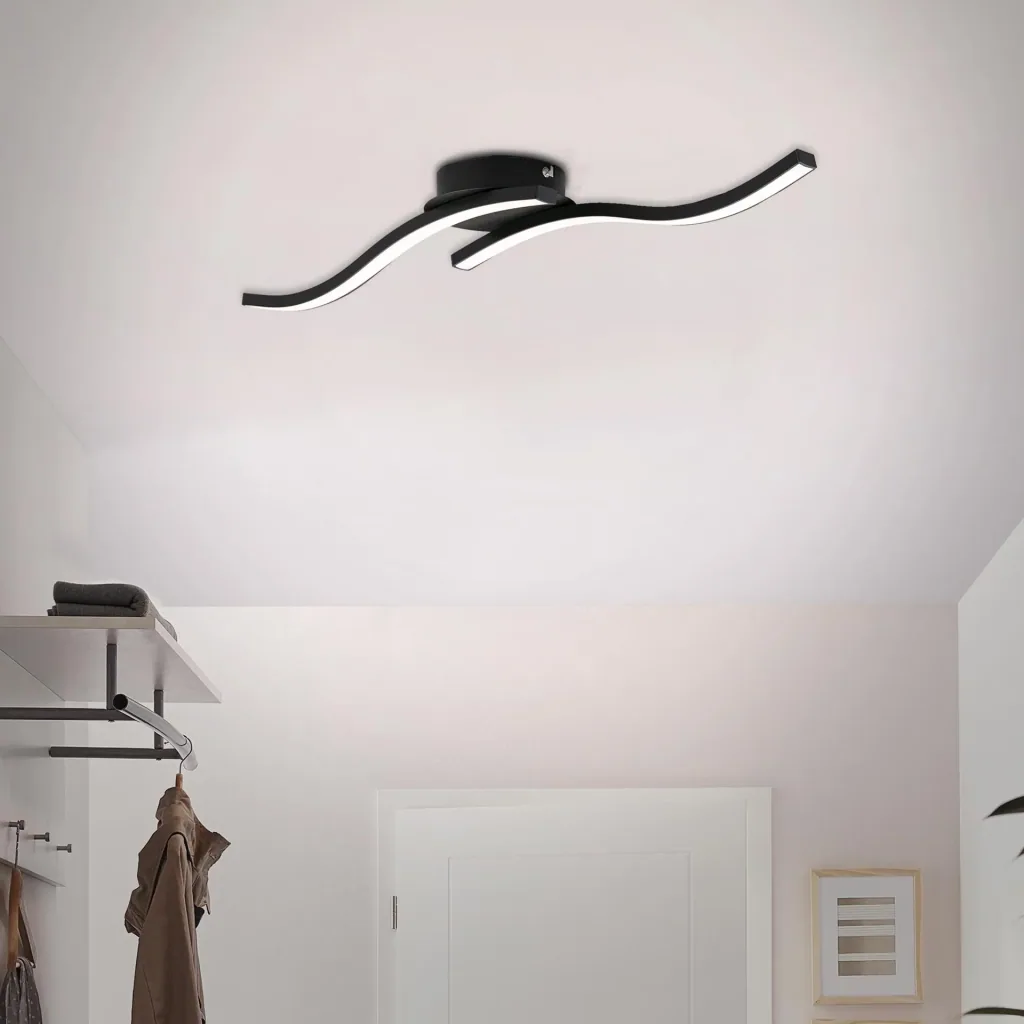 LED wall and ceiling light, 2 curved LED rods, black, 12 watts, 960 lm, 3,000 K