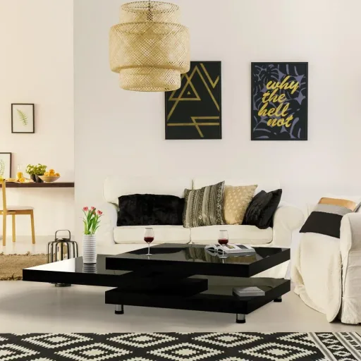 New York coffee table black 76x76 cm adjustable