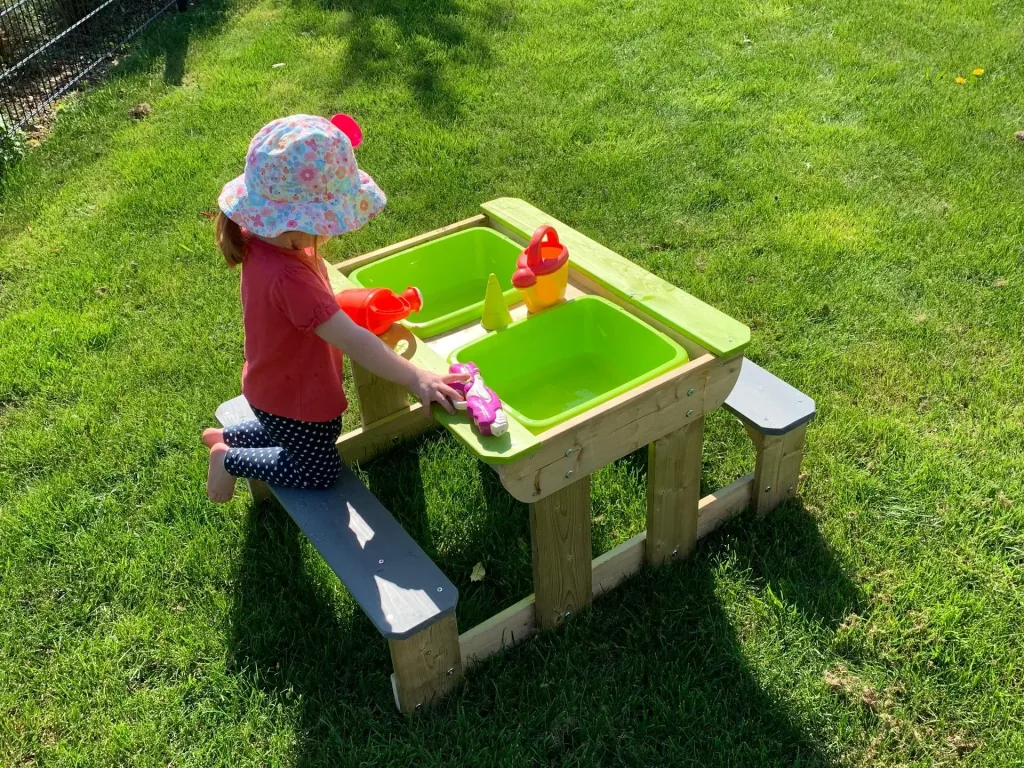 Wendi Toys Speeltafel & Moddertafel Ezel 100×79×52,5 cm Natuur – Zand-/waterbakken, deksel als tafel