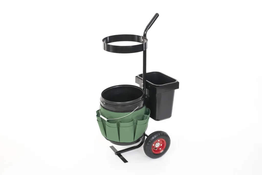 Tuinwagen Universal, 56×40×104 cm, Zwart/Groen – met twee containers en gereedschapstas