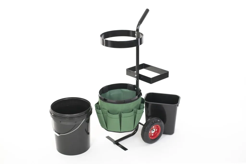 Tuinwagen Universal, 56×40×104 cm, Zwart/Groen – met twee containers en gereedschapstas