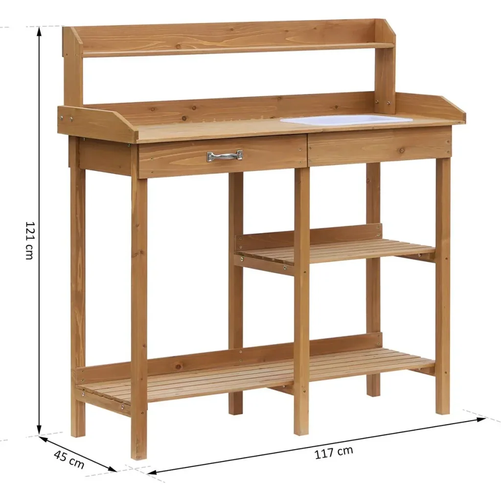 Gardening table with natural tub