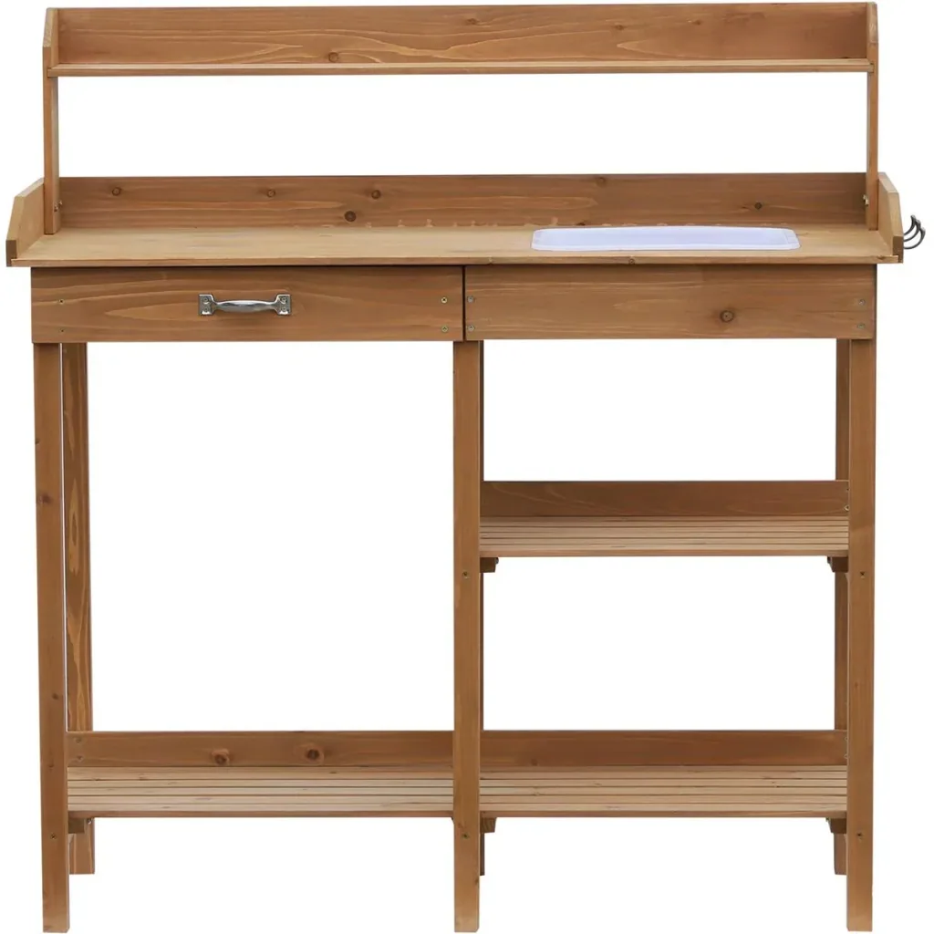 Gardening table with natural tub