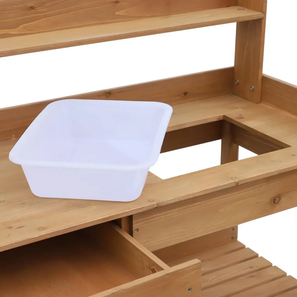 Gardening table with natural tub