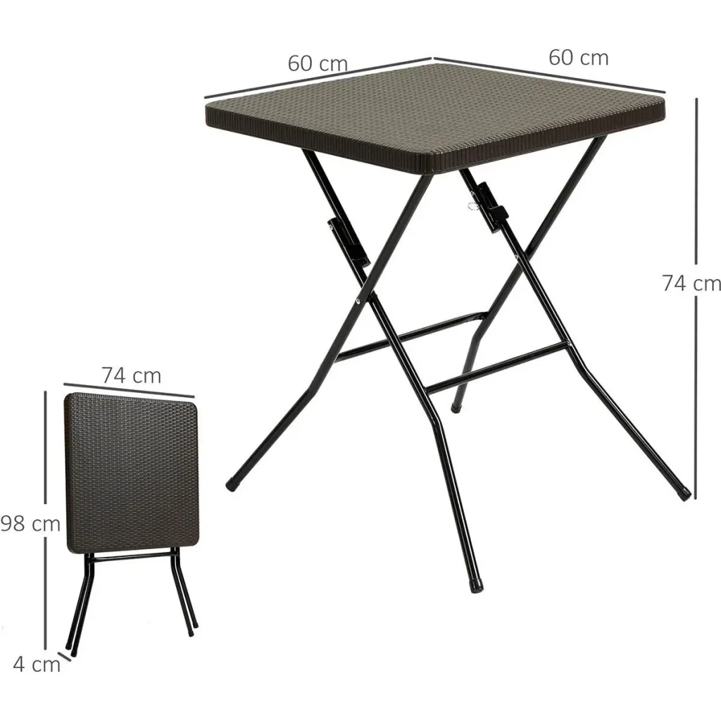 Folding table rattan look - dark brown - 60 x 60 cm