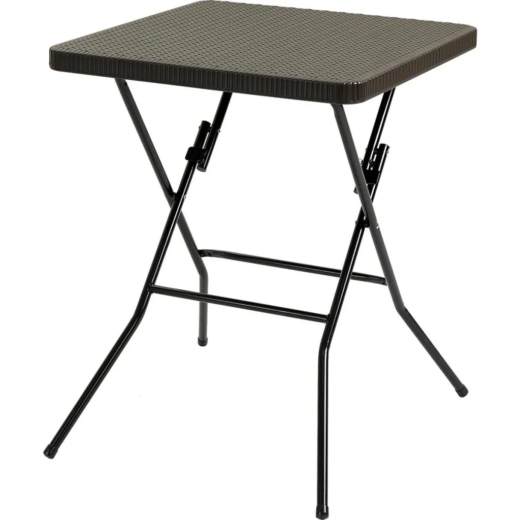 Folding table rattan look - dark brown - 60 x 60 cm