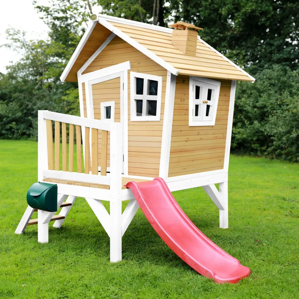Robin Playhouse Brown/White - Red Slide