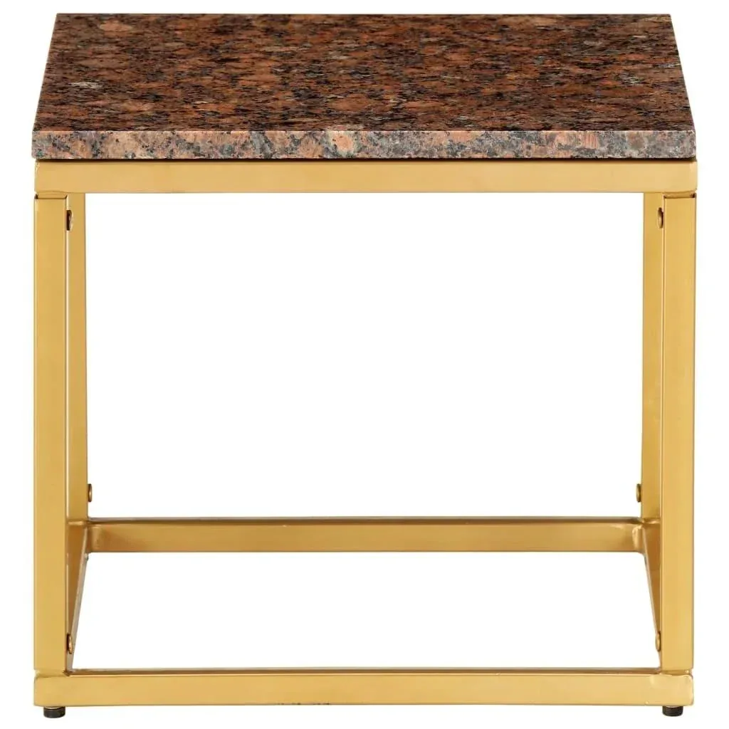 Coffee table 40x40x35 cm real stone with marble texture brown