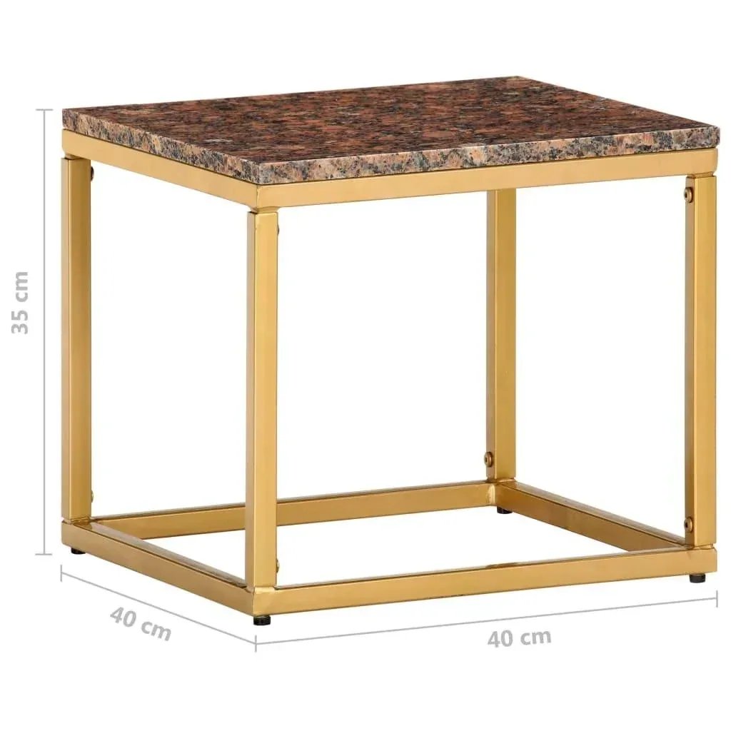 Coffee table 40x40x35 cm real stone with marble texture brown