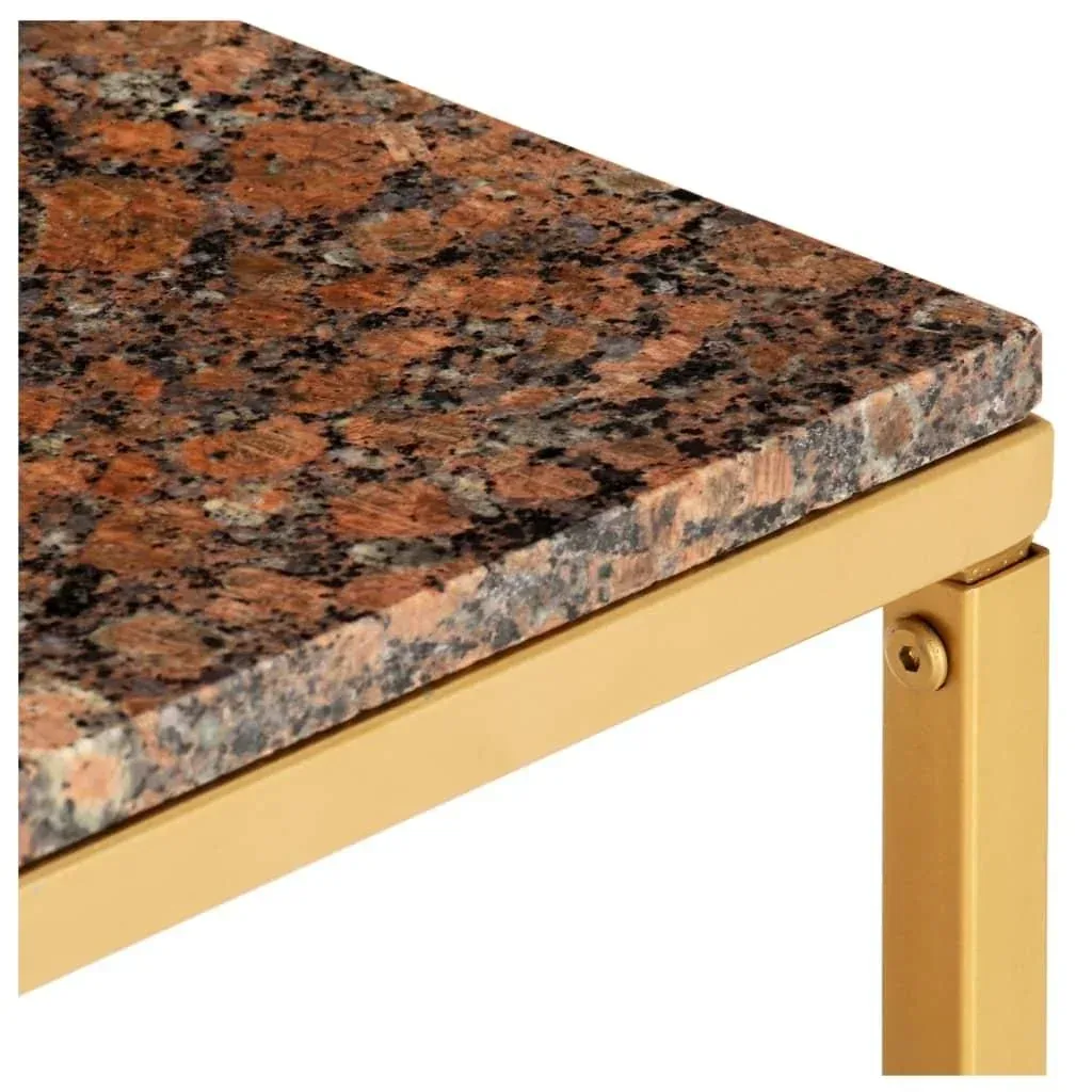 Coffee table 40x40x35 cm real stone with marble texture brown