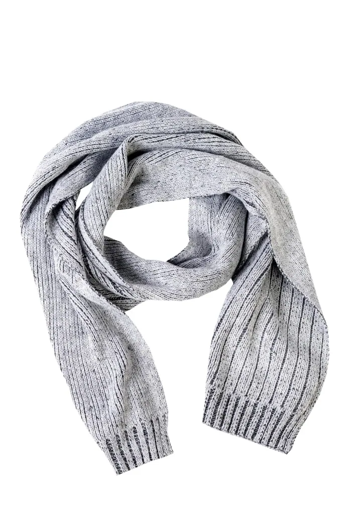 Scarf with ribbed structure, 30cmx200cm, color grey/black, one size