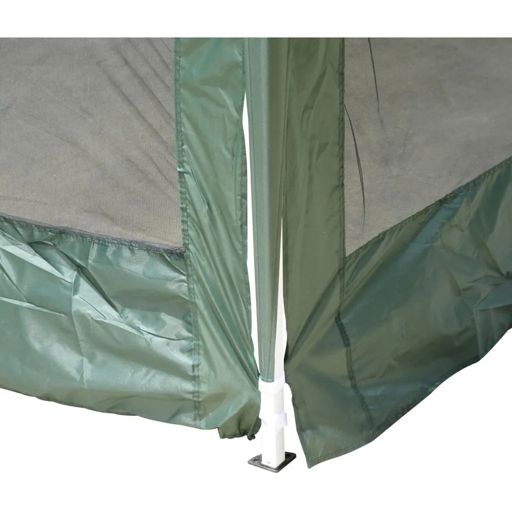 Folding gazebo with mesh side panels 3 x 4.5m with carrying bag green