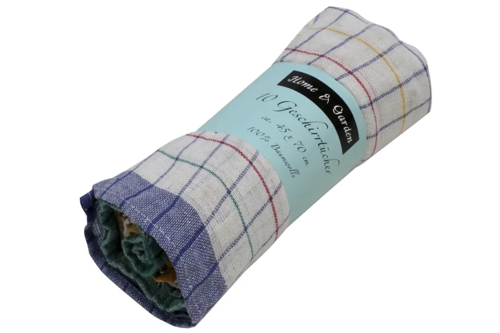 Checked tea towels, dishcloths, set of 10