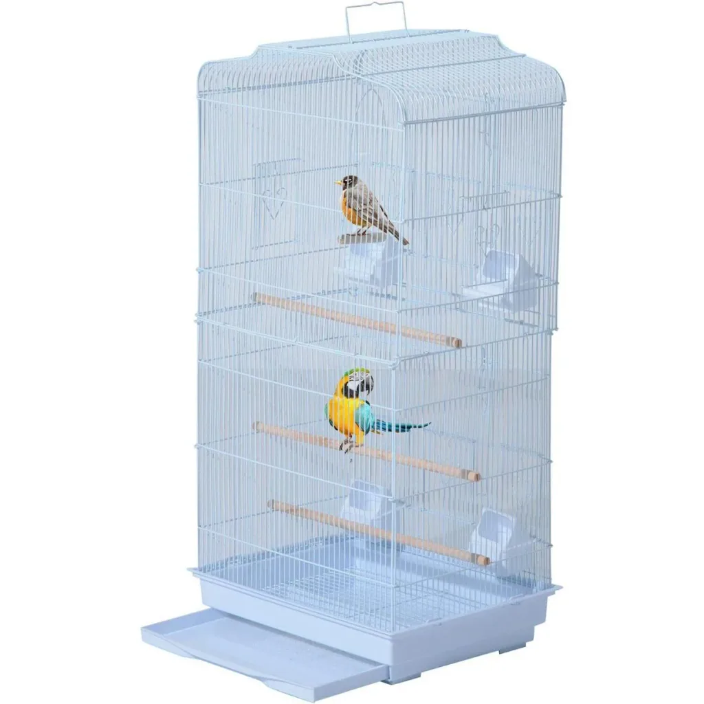 Birdhouse bird cage bird aviary for parrot budgie bird builder with rolling stand white 47.5 x 37 x 153 cm