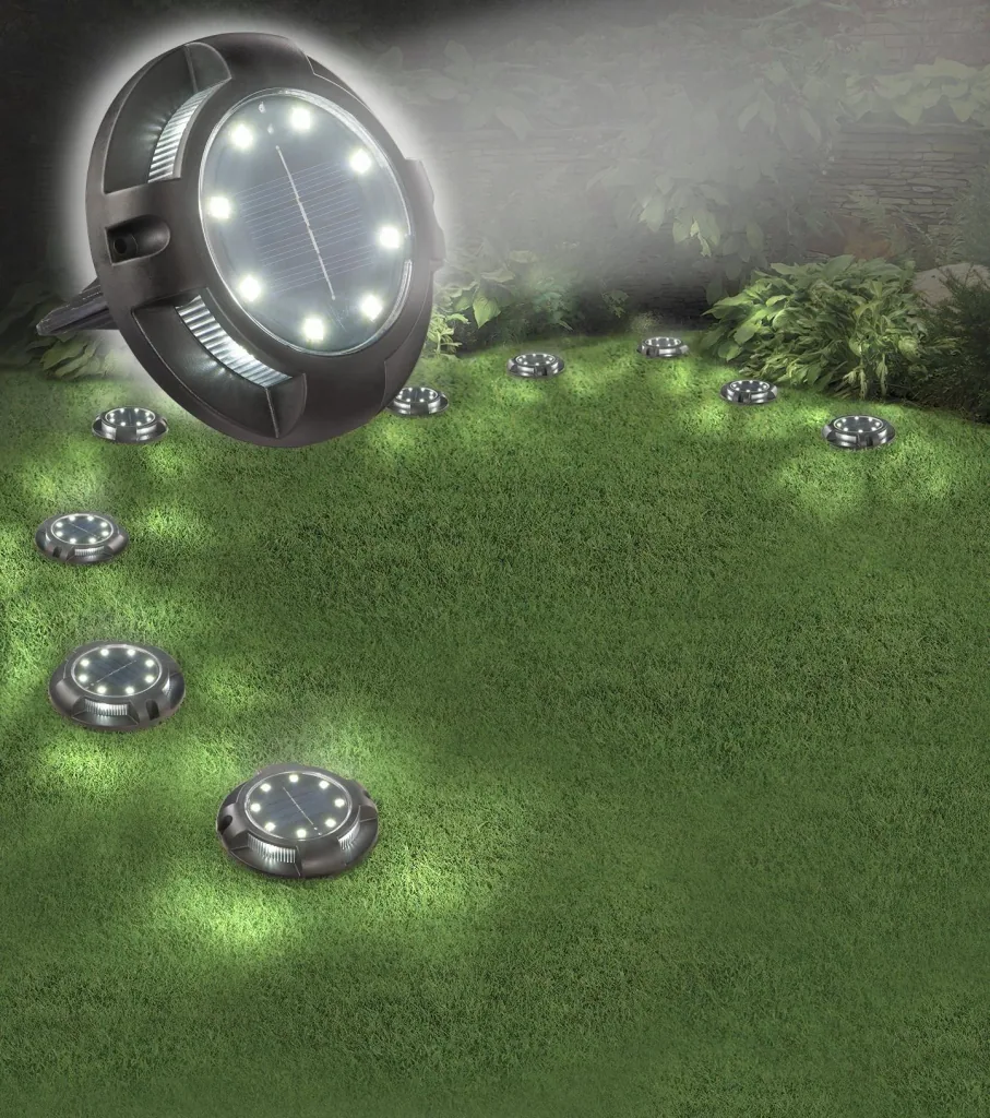 Solar floor lights with 12 LEDs, 8 lumens, set of 3