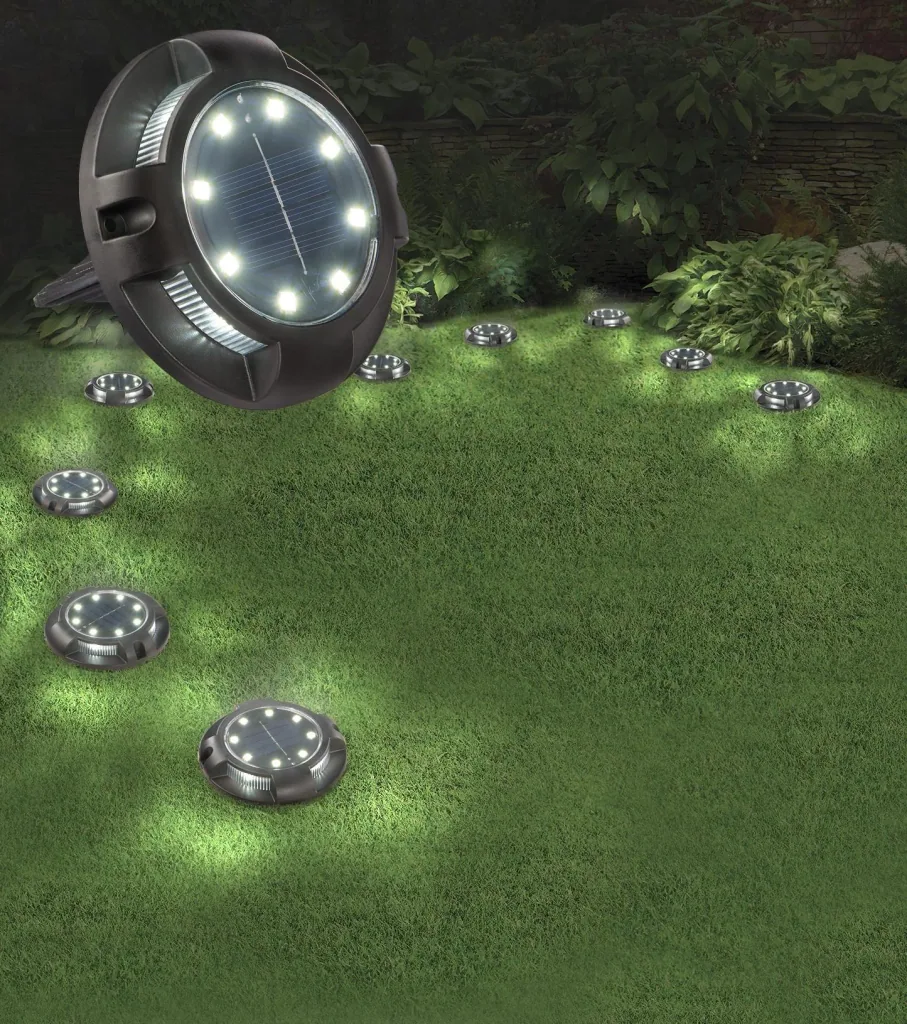 Solar floor lights with 12 LEDs, 8 lumens, set of 3
